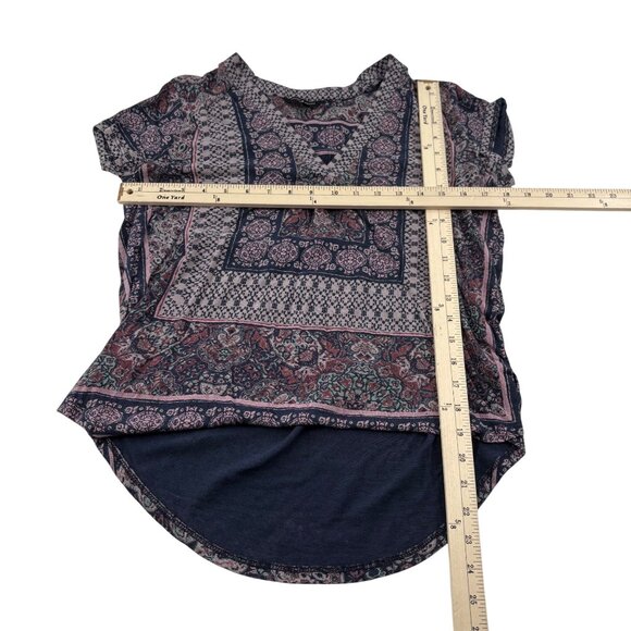 Lucky Brand Women's Short Sleeve Printed Top Sz Small boho soft - Picture 4 of 6